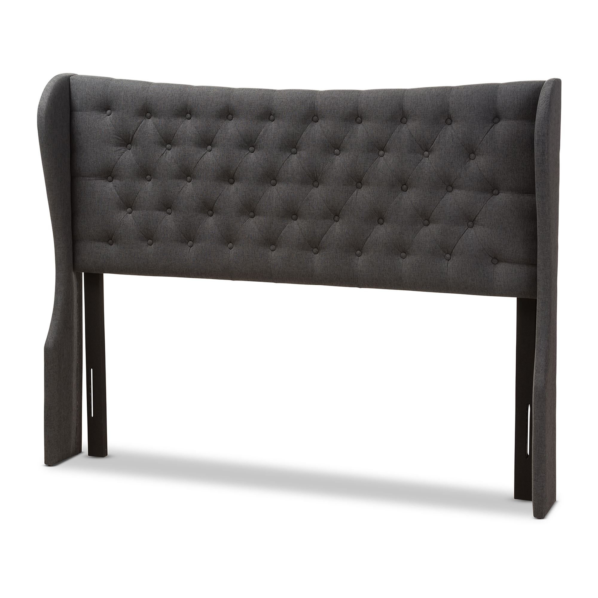 Baxton Studio Cadence Modern and Contemporary Dark Grey Fabric Button-Tufted King Size Winged Headboard